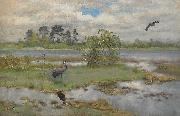 bruno liljefors Landscape With Cranes at the Water Germany oil painting artist